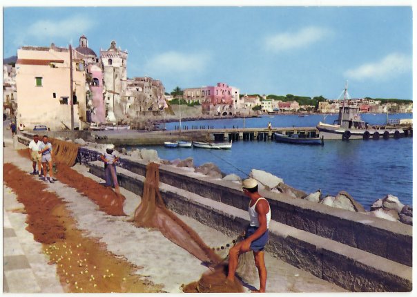 Ischia Ponte - Pescatori e reti negli anni '60