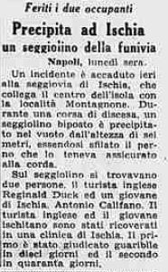 Ischia articolo la Stampa Funivia incidente 1961